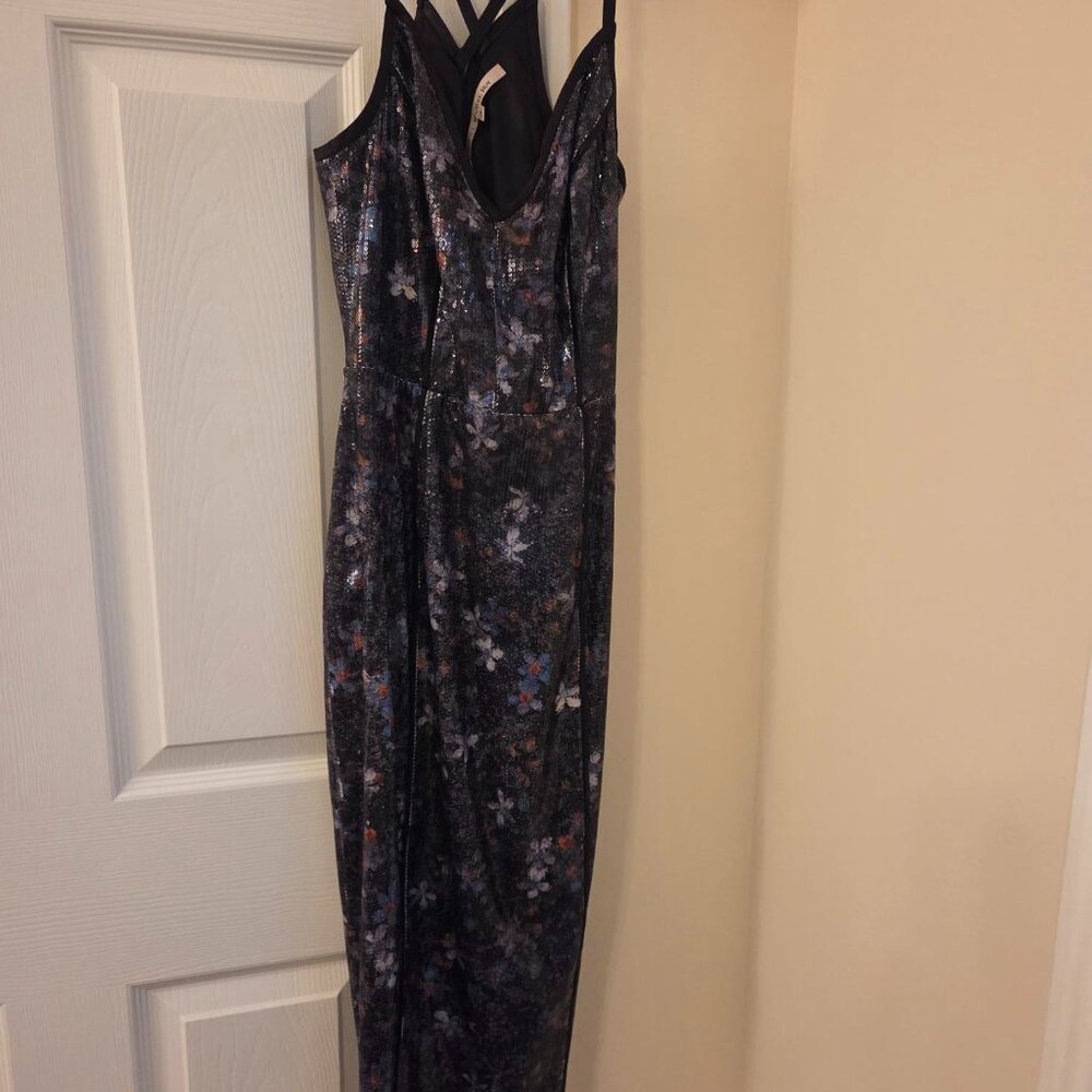 Rachael Ray Metallic Floral Midi Dress- size 2